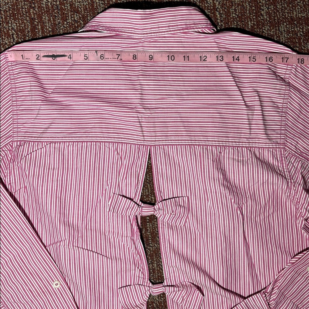 Free People Striped Button-Up Shirt small open back bow detail seasucker stripe - Picture 3 of 13